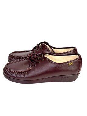 SAS Siesta Shoes Womens 8 W Wide Burgundy Leather Casual Comfort Loafers